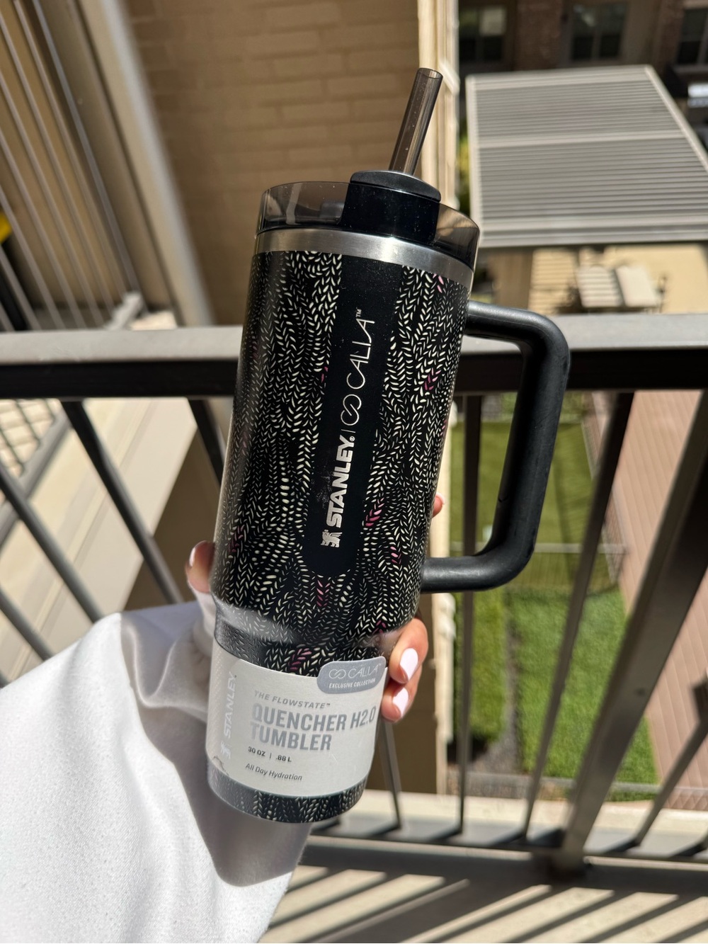 Stanley Black Patterned Insulated Tumbler with Handle